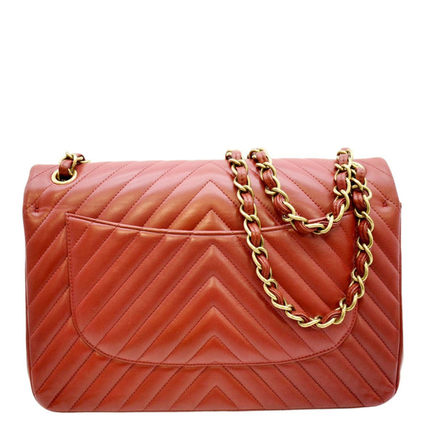 Chanel Light Orange Quilted Patent Leather Classic Jumbo Double Flap Bag
