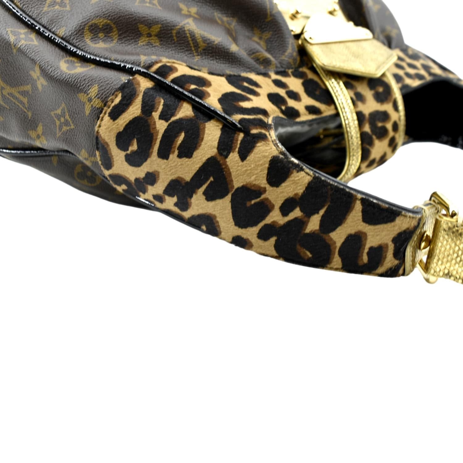 Louis Vuitton LOUIS VUITTON Chou Monogram Leopard Silk Brown/Red/White  Women's M77011 e55816a