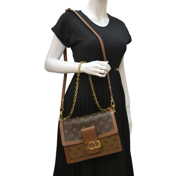 LOUIS VUITTON Dauphine MM Monogram Reverse Canvas Shoulder Bag Brown