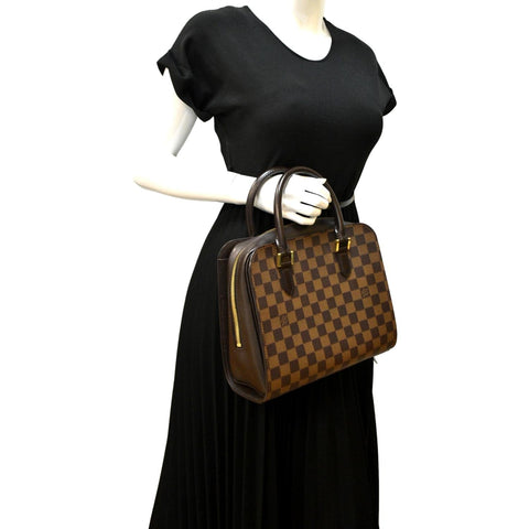 LOUIS VUITTON Triana Damier Ebene Satchel Bag Brown