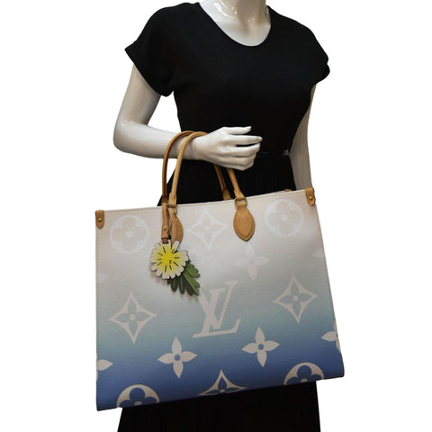 LOUIS VUITTON Pool Onthego GM Monogram Canvas Shoulder Bag Light Blue