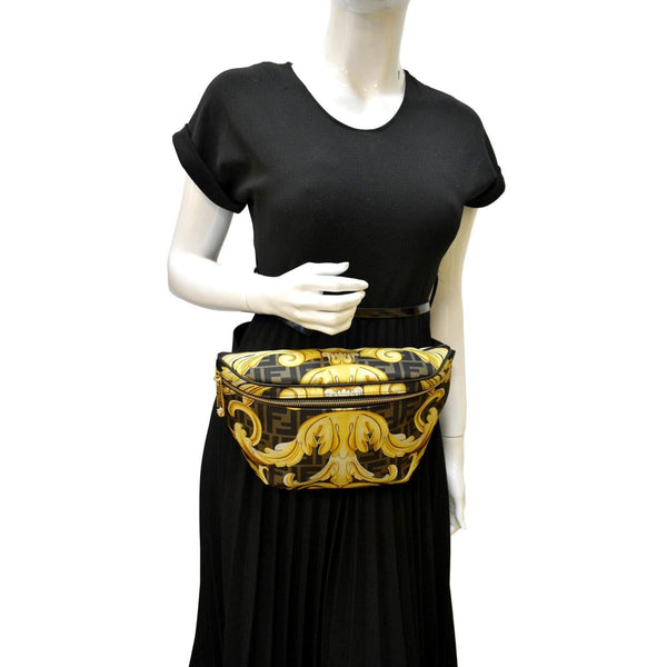 Fendi X Versace FF Baroque Nylon Belt Bag Gold