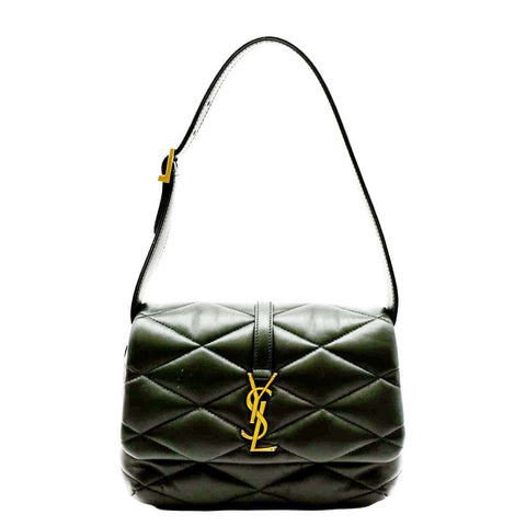YVES SAINT LAURENT LE 57 Quilted Lambskin Leather Hobo Bag Green