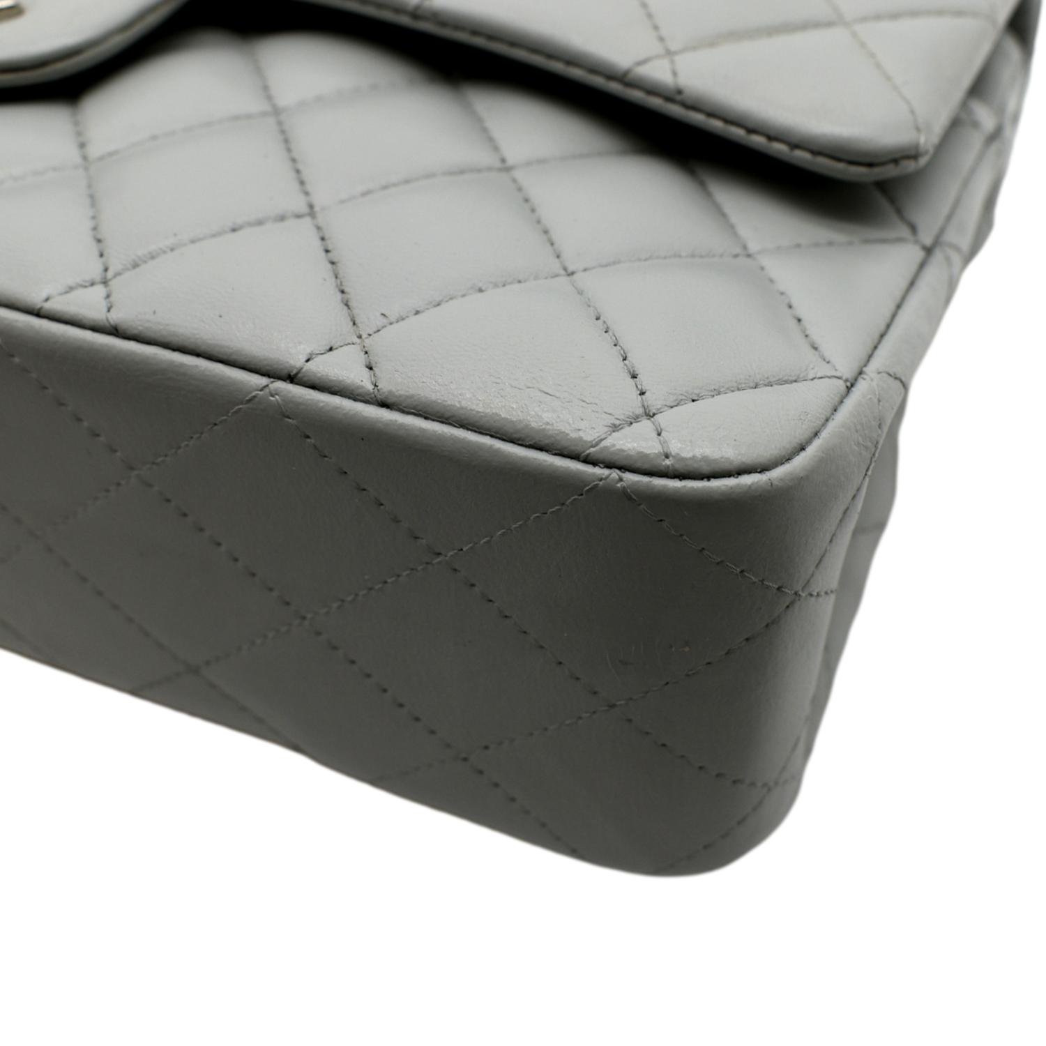 19B Grey Lambskin Medium Classic Double Flap Bag