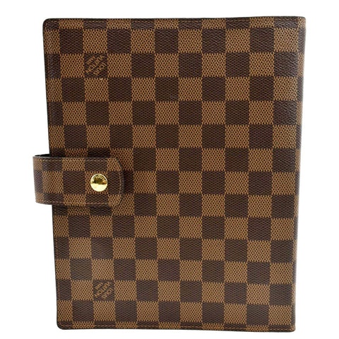 LOUIS VUITTON Ring Agenda Cover Large Damier Ebene Cover Brown