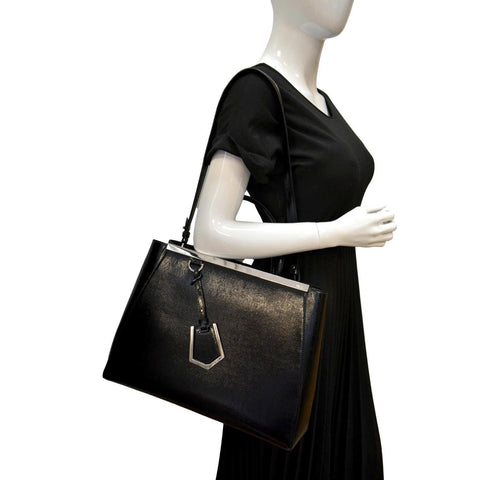 Fendi 2 Jours Patent Leather Shoulder Bag Black in color