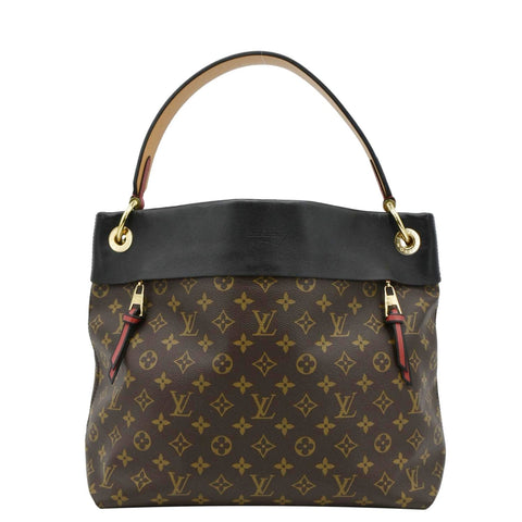 LOUIS VUITTON Tuileries Monogram Canvas Hobo Bag Brown