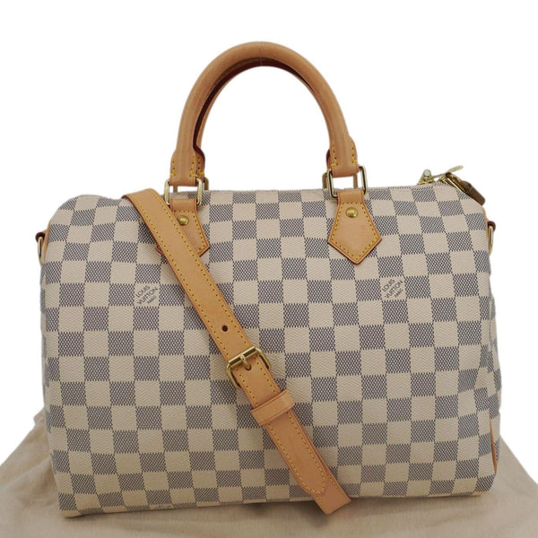 LOUIS VUITTON Speedy 30 Bandouliere Damier Azur Shoulder Bag White