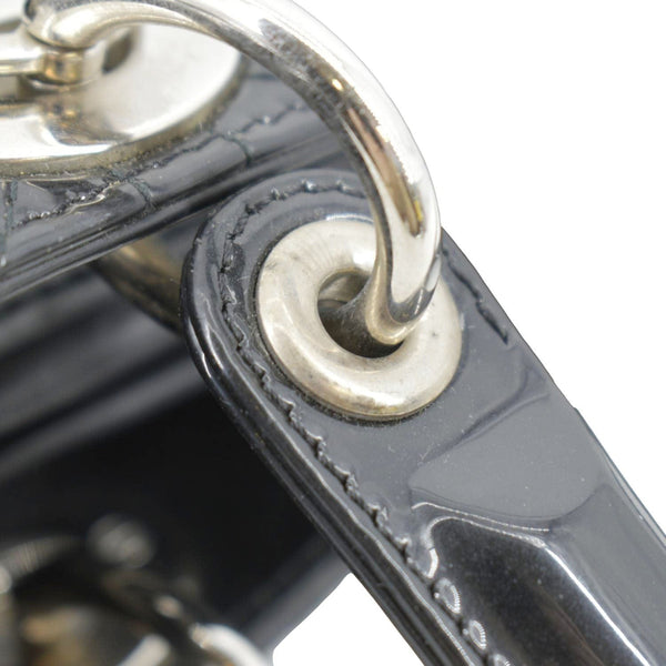 CHRISTIAN DIOR Lady Dior Large Quilted Patent Leather Shoulder Bag Black