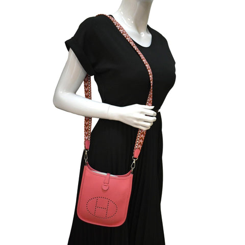 HERMES Women Maxi Evelyne Amazone TPM Clemence Leather Crossbody Bag Pink