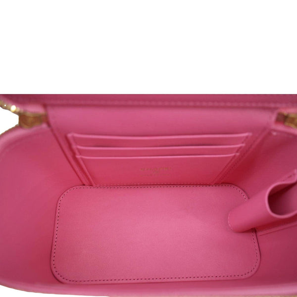 CHANEL Enamel Coco Hearts Small Quilted Leather Crossbody Vanity Case Pink