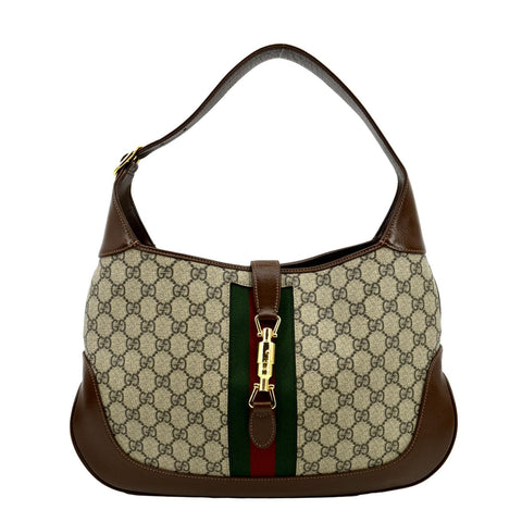 GUCCI Jackie 1961 Medium GG Monogram Canvas Crossbody Bag Beige 636710