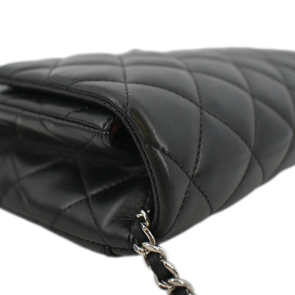 CHANEL Quilted Lambskin Leather Chain Clutch Bag Black