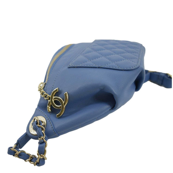 CHANEL Bi Classic Quilted Lambskin Leather Waist Bag Blue