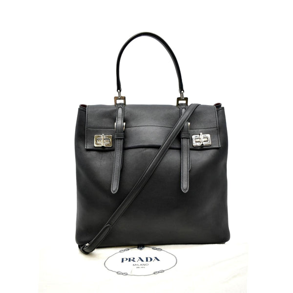 PRADA 2way Leather Tote Shoulder Bag Black BN2815