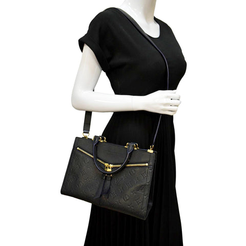 LOUIS VUITTON Sully PM Monogram Empreinte Leather Shoulder Bag Black