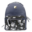 MCM Leopard Klassik Visetos Leather Backpack Bag Navy Blue
