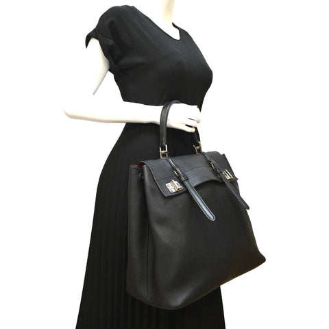 PRADA 2way Leather Tote Shoulder Bag Black BN2815