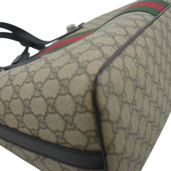 GUCCI Zipper Web GG Supreme Canvas Tote Shoulder Bag Black 359261