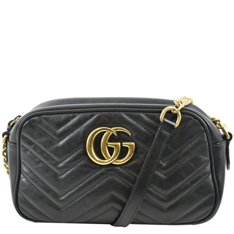 GUCCI GG Marmont Small Matelasse Leather Crossbody Bag Black 447632