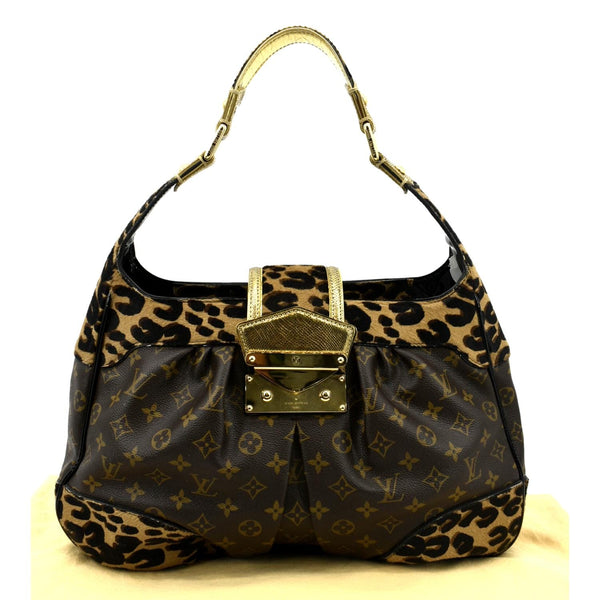 LOUIS VUITTON Polly Leopard Monogram Hobo Bag Brown