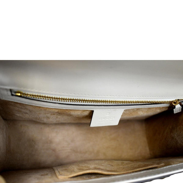 Gucci Sylvie Small Web Leather Shoulder Bag White 421882