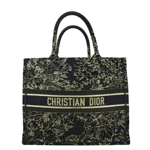 CHRISTIAN DIOR Large Book Oblique Embroidered Canvas Tote Bag Multicolor