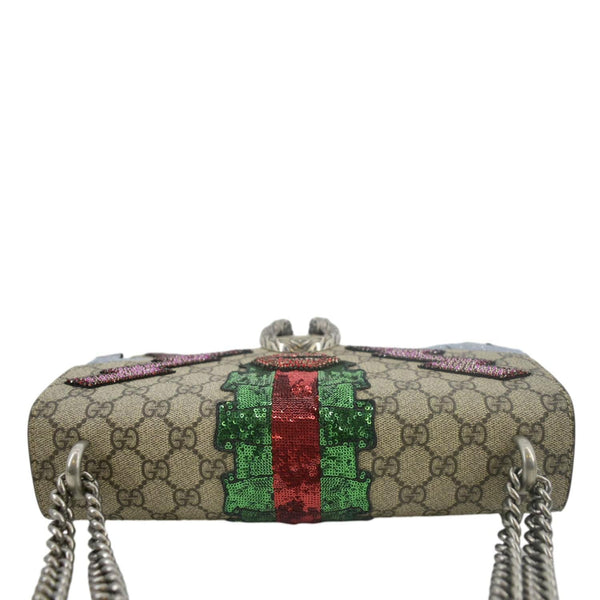 GUCCI Dionysus Medium GG Supreme Embroidered Sequin Shoulder Bag Beige 400235