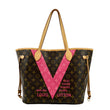 LOUIS VUITTON Neverfull MM V Grenade Monogram Canvas Tote Shoulder Bag Brown