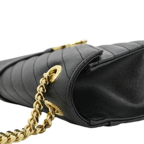 YVES SAINT LAURENT Large Envelope Flap Matelasse Leather Shoulder Bag Black
