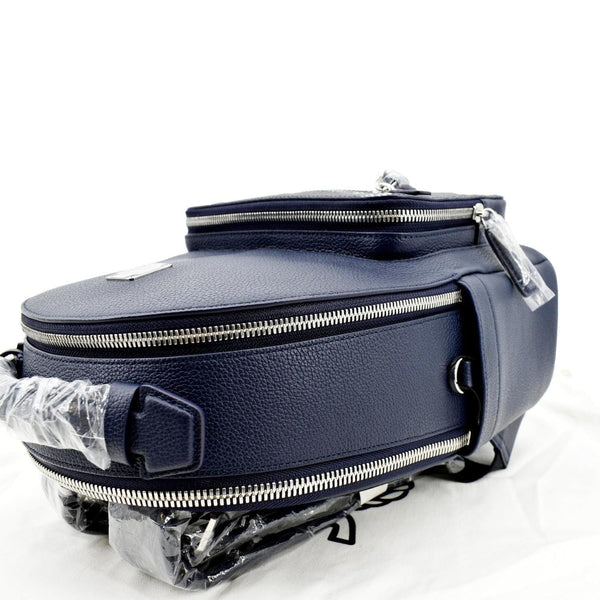 MCM Leopard Klassik Visetos Leather Backpack Bag Navy Blue