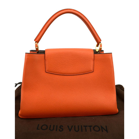 LOUIS VUITTON Capucines MM Taurillon Leather Satchel Bag Orange