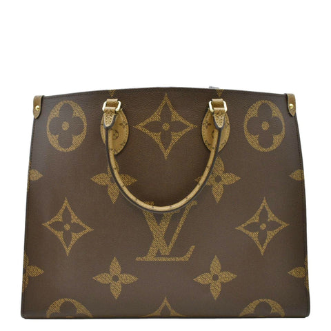 LOUIS VUITTON Onthego GM Giant Monogram Canvas Tote Shoulder Bag Brown