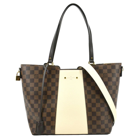 LOUIS VUITTON Jersey Damier Ebene Tote Shoulder Bag Creme