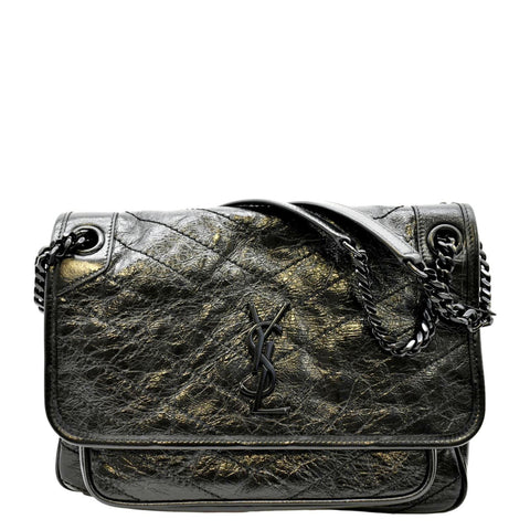 YVES SAINT LAURENT Niki Medium Leather Shoulder Bag Black