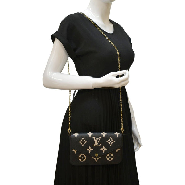 Beige Louis Vuitton Monogram Empreinte Pochette Felicie Crossbody