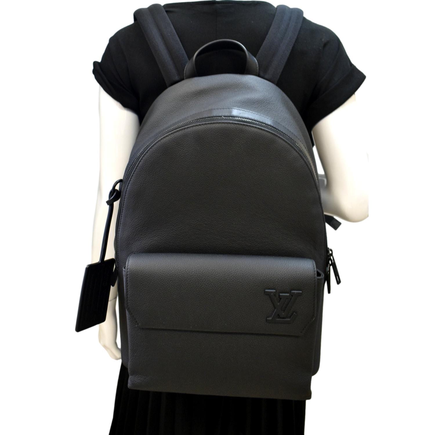 louis vuitton aerogram backpack LOUIS VUITTON Takeoff Aerogram Grained Calf Leather Backpack Black