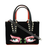 CHRISTIAN LOUBOUTIN Cabata Eyelet Velour Tote Bag Black