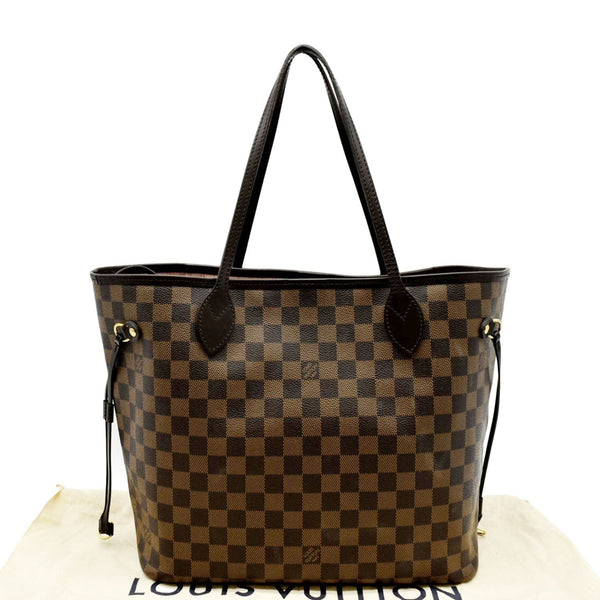 LOUIS VUITTON Neverfull MM Damier Ebene Tote Bag Rose Ballerine
