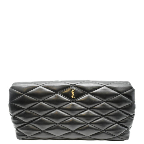 YVES SAINT LAURENT Sade Large Quilted Leather Clutch Bag Black