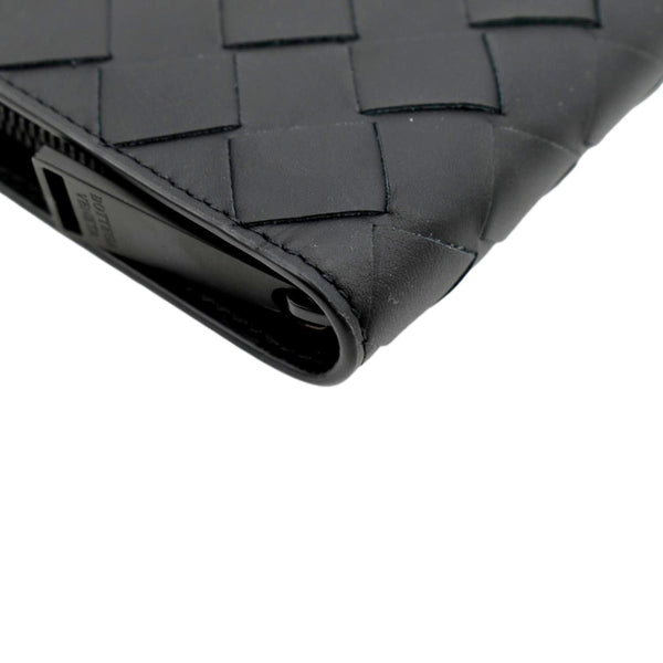 BOTTEGA VENETA Intrecciato Leather Long Wallet Black