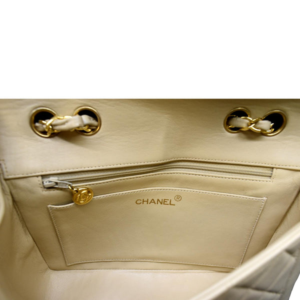 CHANEL Medium Quilted Lambskin Leather Flap Shoulder Bag Beige