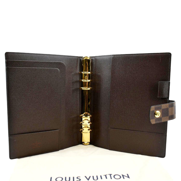 LOUIS VUITTON Ring Agenda Cover Large Damier Ebene Cover Brown