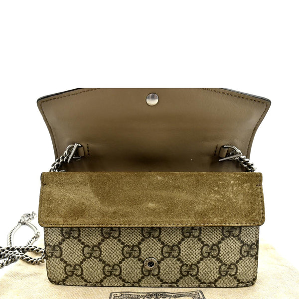 GUCCI Dionysus Super Mini GG Supreme Canvas Crossbody Bag Taupe 476432
