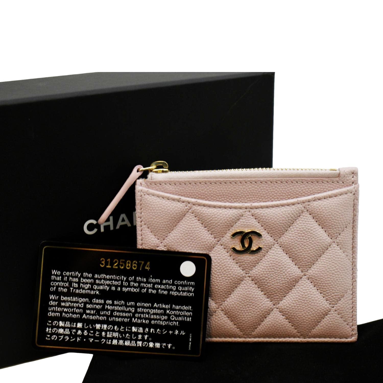 Chanel Pink Iridescent Caviar Quilted Flap Zip Wallet Auction