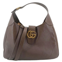 GUCCI Aphrodite Medium Leather Crossbody Bag Brown 755344