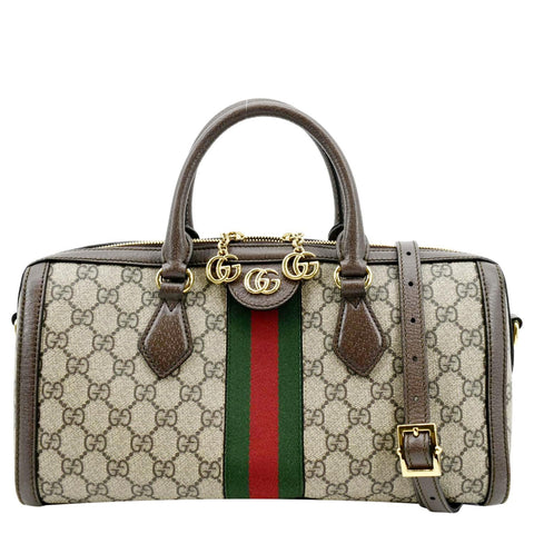 GUCCI Ophidia GG Canvas Medium Top Handle Shoulder Bag Beige 524532