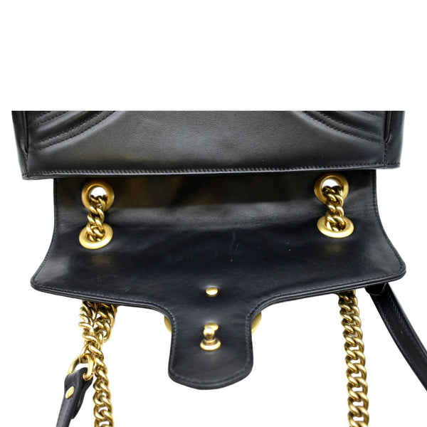 GUCCI GG Marmont Small Matelasse Leather Crossbody Bag Black 443497