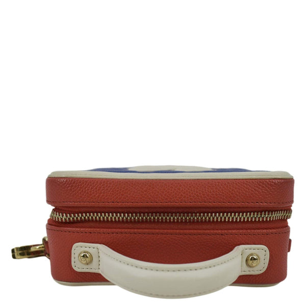 CHANEL Filigree Quilted Caviar Leather Top Handle Vanity Case Blue