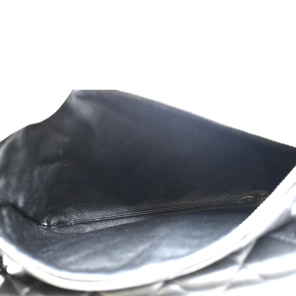 CHANEL Classic Flap with Zip Pocket Quilted Leather Satchel Shoulder Bag Black